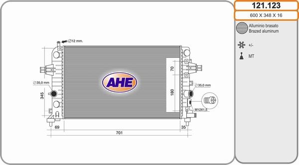 AHE 121.123 - Radiateur, refroidissement du moteur cwaw.fr