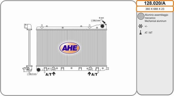 AHE 128.020/A - Radiateur, refroidissement du moteur cwaw.fr