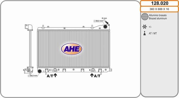 AHE 128.020 - Radiateur, refroidissement du moteur cwaw.fr