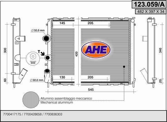 AHE 123.059/A - Radiateur, refroidissement du moteur cwaw.fr