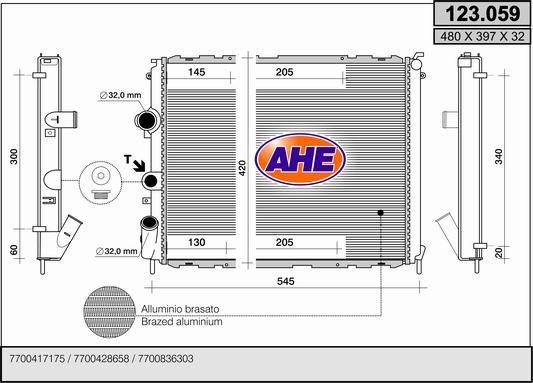 AHE 123.059 - Radiateur, refroidissement du moteur cwaw.fr