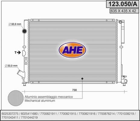 AHE 123.050/A - Radiateur, refroidissement du moteur cwaw.fr