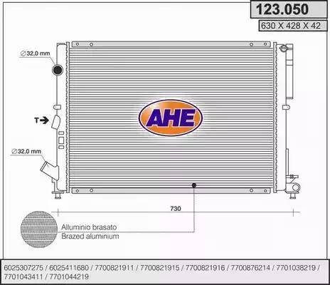 AHE 123.050 - Radiateur, refroidissement du moteur cwaw.fr