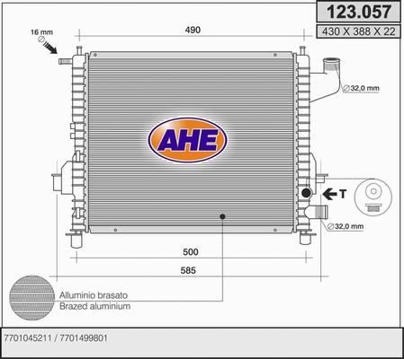 AHE 123.057 - Radiateur, refroidissement du moteur cwaw.fr