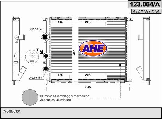 AHE 123.064/A - Radiateur, refroidissement du moteur cwaw.fr