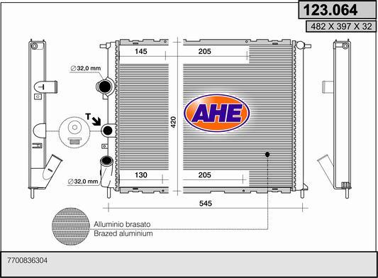 AHE 123.064 - Radiateur, refroidissement du moteur cwaw.fr