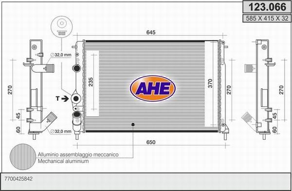 AHE 123.066 - Radiateur, refroidissement du moteur cwaw.fr