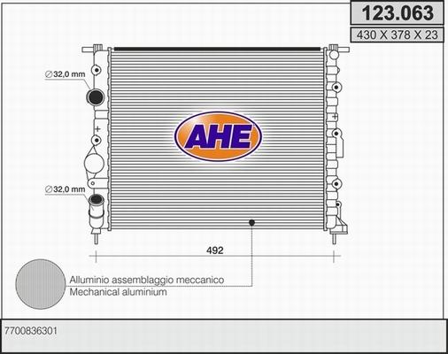 AHE 123.063 - Radiateur, refroidissement du moteur cwaw.fr