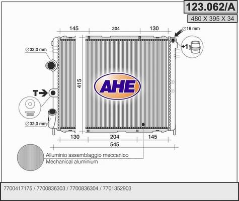 AHE 123.062/A - Radiateur, refroidissement du moteur cwaw.fr