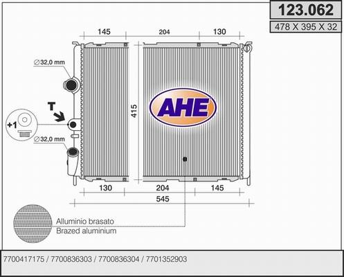 AHE 123.062 - Radiateur, refroidissement du moteur cwaw.fr