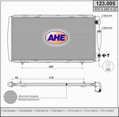 AHE 123.005 - Radiateur, refroidissement du moteur cwaw.fr