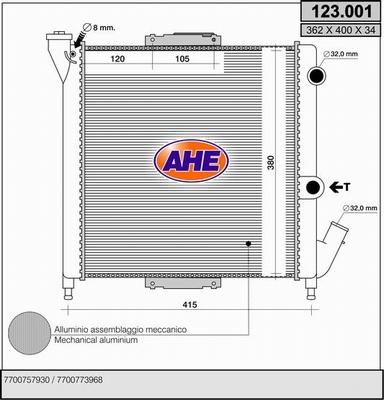 AHE 123.001 - Radiateur, refroidissement du moteur cwaw.fr