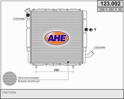 AHE 123.002 - Radiateur, refroidissement du moteur cwaw.fr