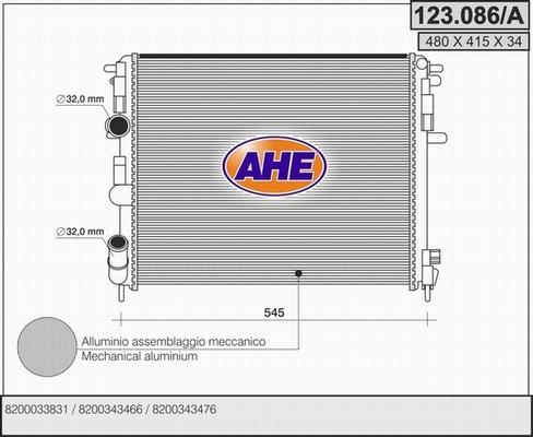 AHE 123.086/A - Radiateur, refroidissement du moteur cwaw.fr