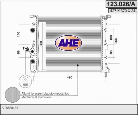 AHE 123.026/A - Radiateur, refroidissement du moteur cwaw.fr