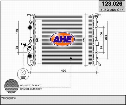 AHE 123.026 - Radiateur, refroidissement du moteur cwaw.fr