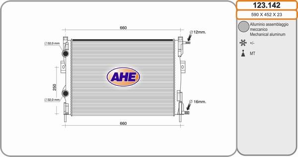 AHE 123.142 - Radiateur, refroidissement du moteur cwaw.fr