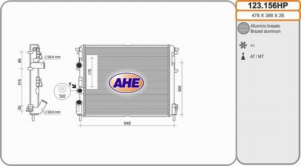 AHE 123.156HP - Radiateur, refroidissement du moteur cwaw.fr