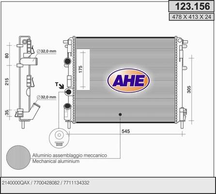 AHE 123.156 - Radiateur, refroidissement du moteur cwaw.fr