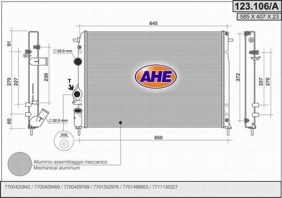 AHE 123.106/A - Radiateur, refroidissement du moteur cwaw.fr