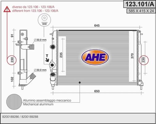 AHE 123.101/A - Radiateur, refroidissement du moteur cwaw.fr