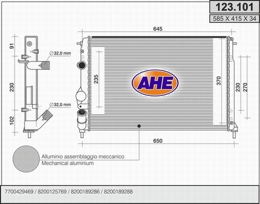 AHE 123.101 - Radiateur, refroidissement du moteur cwaw.fr