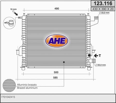 AHE 123.116 - Radiateur, refroidissement du moteur cwaw.fr