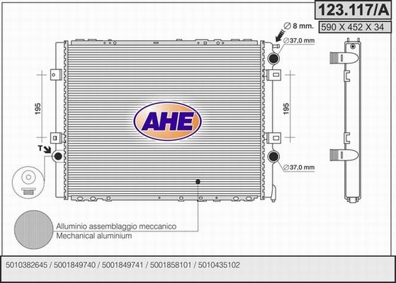 AHE 123.117/A - Radiateur, refroidissement du moteur cwaw.fr