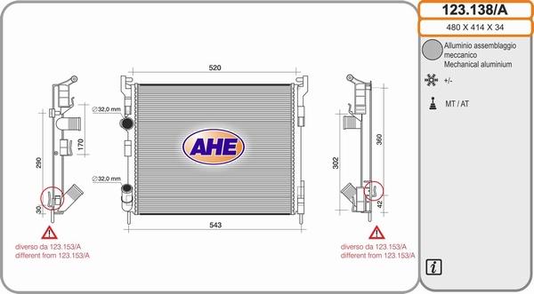 AHE 123.138/A - Radiateur, refroidissement du moteur cwaw.fr