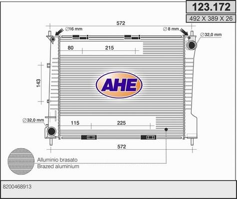 AHE 123.172 - Radiateur, refroidissement du moteur cwaw.fr