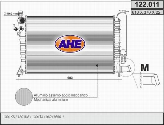 AHE 122.011 - Radiateur, refroidissement du moteur cwaw.fr