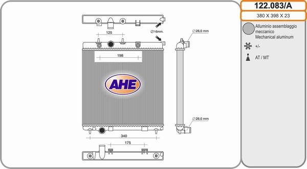 AHE 122.083/A - Radiateur, refroidissement du moteur cwaw.fr