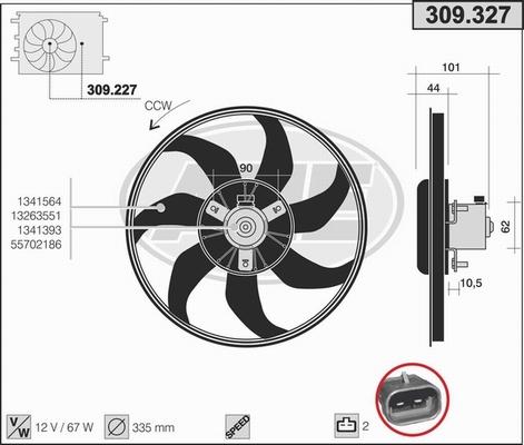 AHE 309.327 - Ventilateur, refroidissement du moteur cwaw.fr