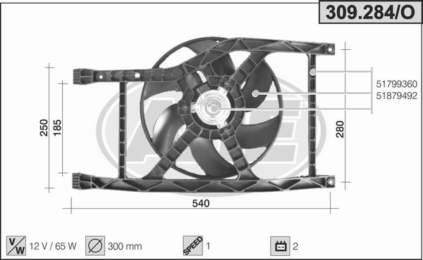 AHE 309.284/O - Ventilateur, refroidissement du moteur cwaw.fr