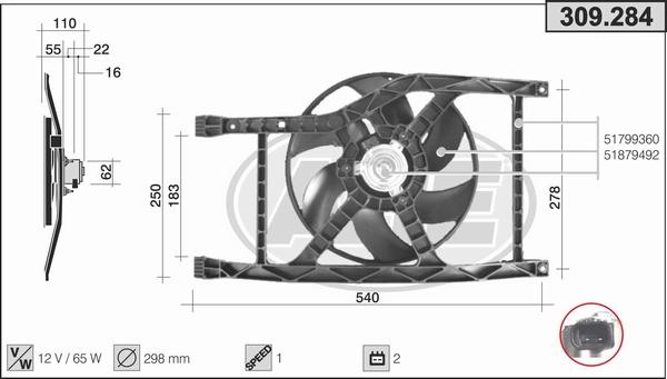 AHE 309.284 - Ventilateur, refroidissement du moteur cwaw.fr