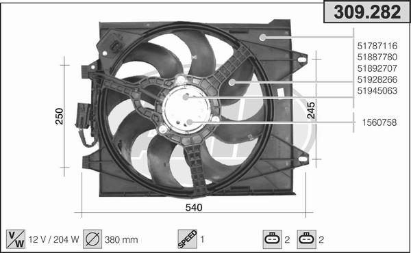 AHE 309.282 - Ventilateur, refroidissement du moteur cwaw.fr