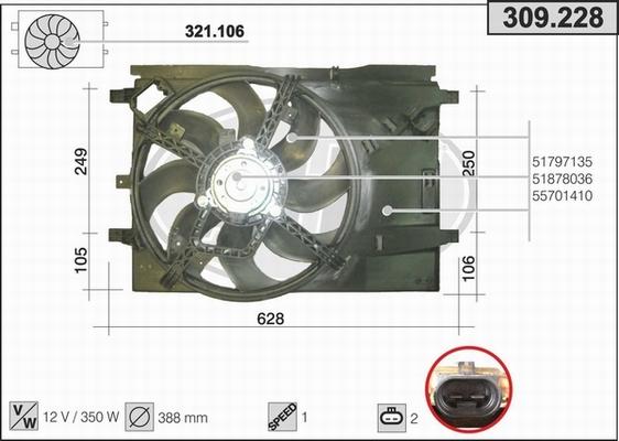 AHE 309.228 - Ventilateur, refroidissement du moteur cwaw.fr