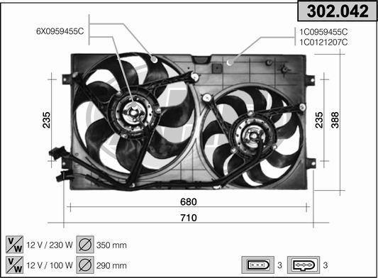 AHE 302.042 - Ventilateur, refroidissement du moteur cwaw.fr