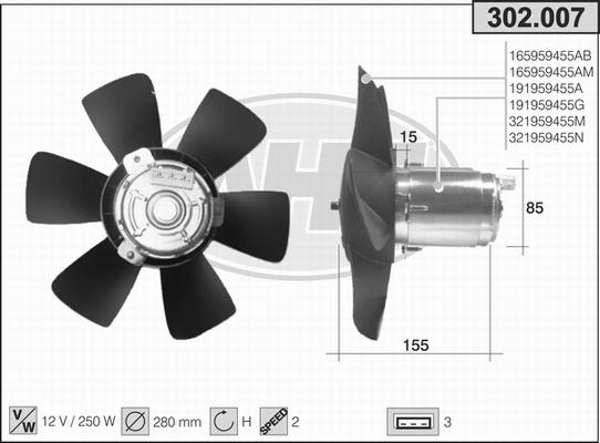 AHE 302.007 - Ventilateur, refroidissement du moteur cwaw.fr