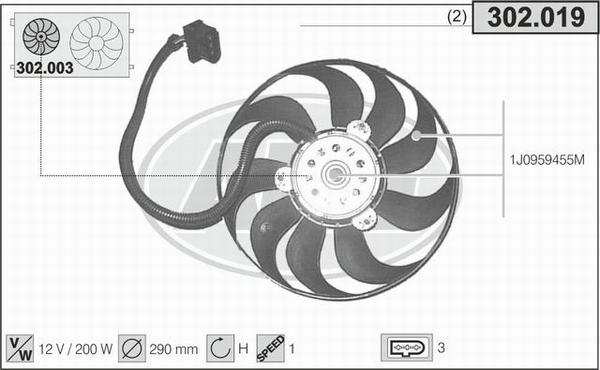 AHE 302.019 - Ventilateur, refroidissement du moteur cwaw.fr