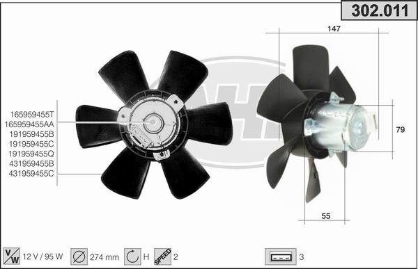 AHE 302.011 - Ventilateur, refroidissement du moteur cwaw.fr