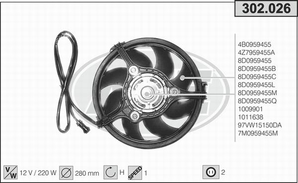 AHE 302.026 - Ventilateur, refroidissement du moteur cwaw.fr