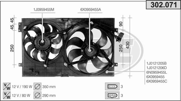 AHE 302.071 - Ventilateur, refroidissement du moteur cwaw.fr