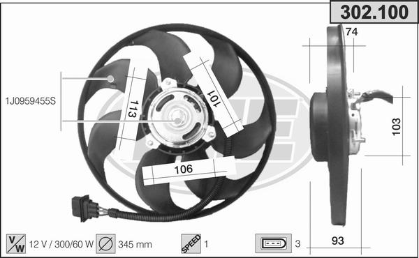 AHE 302.100 - Ventilateur, refroidissement du moteur cwaw.fr