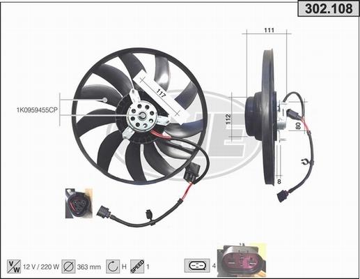 AHE 302.108 - Ventilateur, refroidissement du moteur cwaw.fr