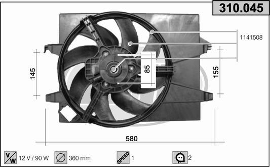 AHE 310.045 - Ventilateur, refroidissement du moteur cwaw.fr