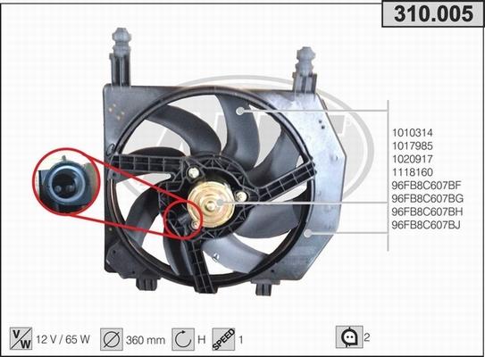 AHE 310.005 - Ventilateur, refroidissement du moteur cwaw.fr