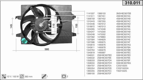 AHE 310.011 - Ventilateur, refroidissement du moteur cwaw.fr