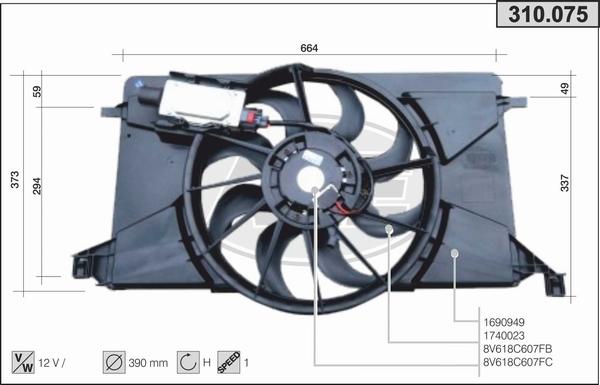 AHE 310.075 - Ventilateur, refroidissement du moteur cwaw.fr