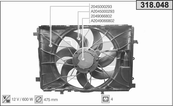 AHE 318.048 - Ventilateur, refroidissement du moteur cwaw.fr